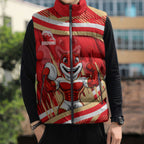 Dolphins Rugby Mascot Sleeveless Puffer Jacket Fierce Athlete Graphic in Sports Style