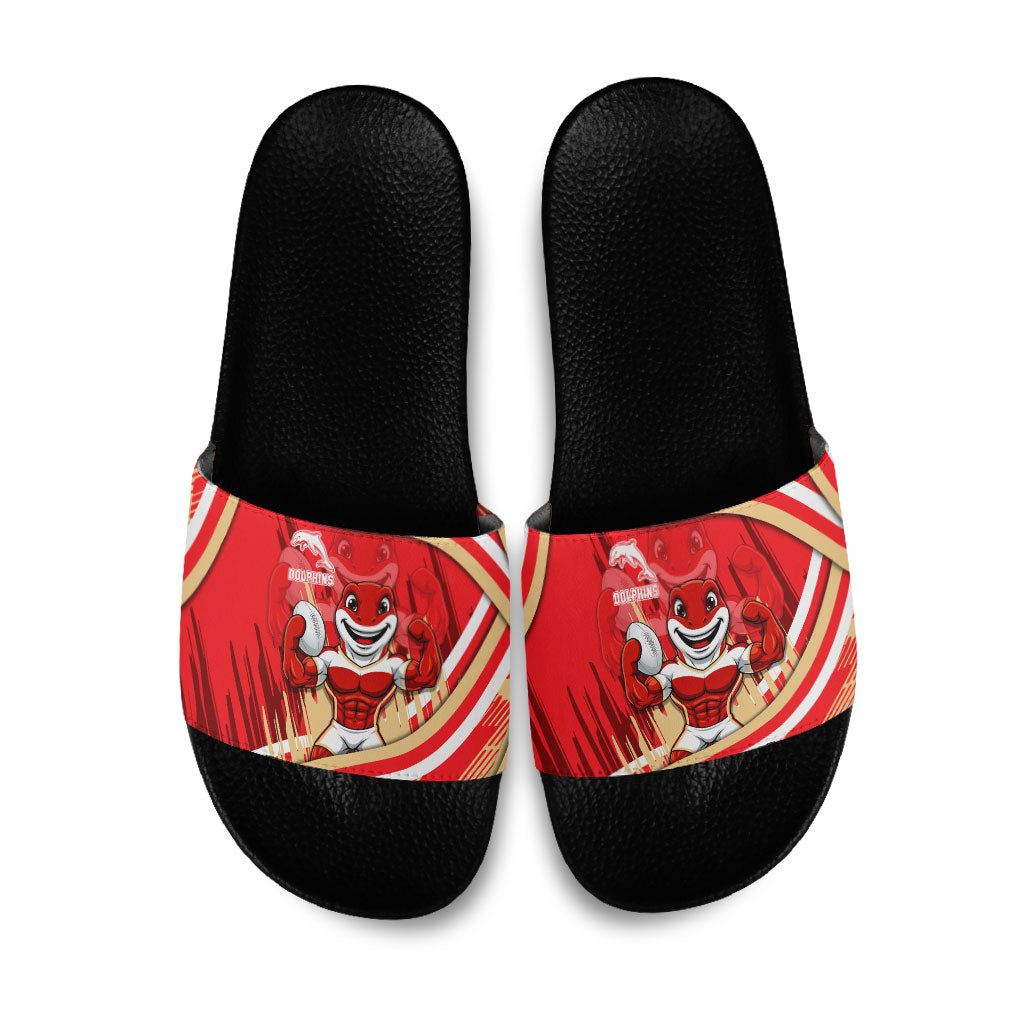 Dolphins Rugby Mascot Slide Sandals Fierce Athlete Graphic in Sports Style