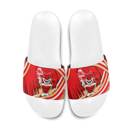 Dolphins Rugby Mascot Slide Sandals Fierce Athlete Graphic in Sports Style