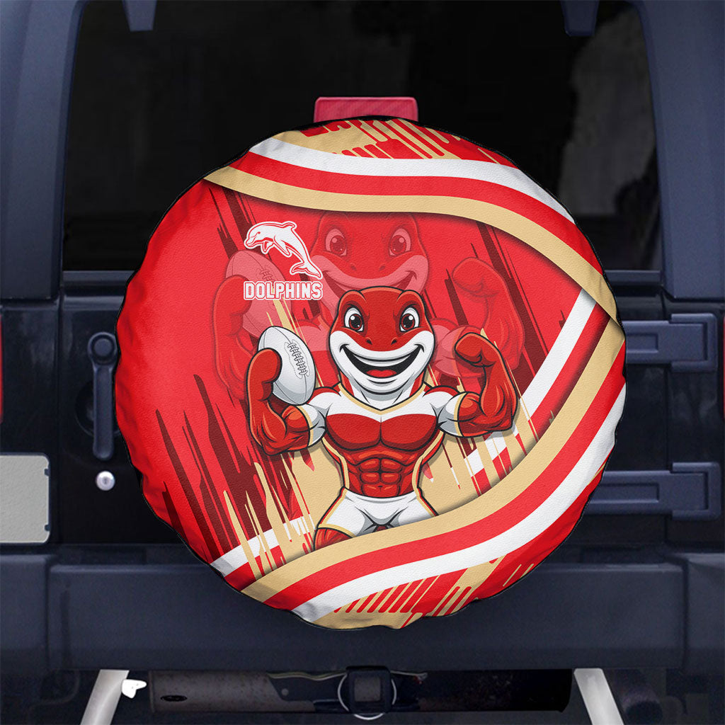 Dolphins Rugby Mascot Spare Tire Cover Fierce Athlete Graphic in Sports Style