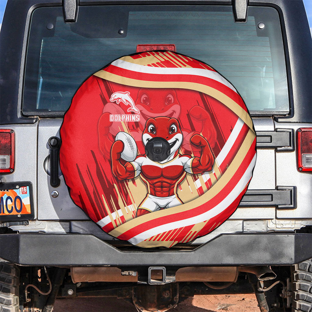 Dolphins Rugby Mascot Spare Tire Cover Fierce Athlete Graphic in Sports Style