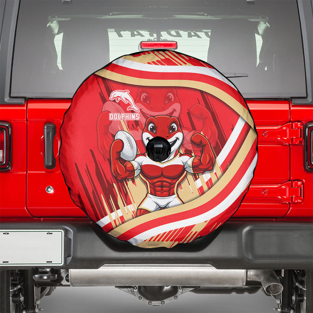 Dolphins Rugby Mascot Spare Tire Cover Fierce Athlete Graphic in Sports Style