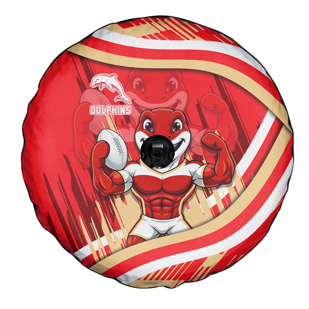 Dolphins Rugby Mascot Spare Tire Cover Fierce Athlete Graphic in Sports Style
