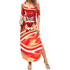 Dolphins Rugby Mascot Summer Maxi Dress Fierce Athlete Graphic in Sports Style