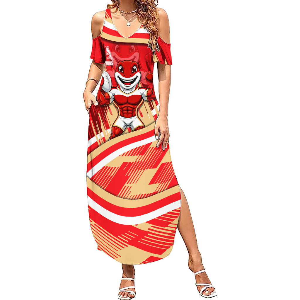Dolphins Rugby Mascot Summer Maxi Dress Fierce Athlete Graphic in Sports Style