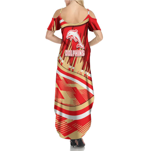 Dolphins Rugby Mascot Summer Maxi Dress Fierce Athlete Graphic in Sports Style