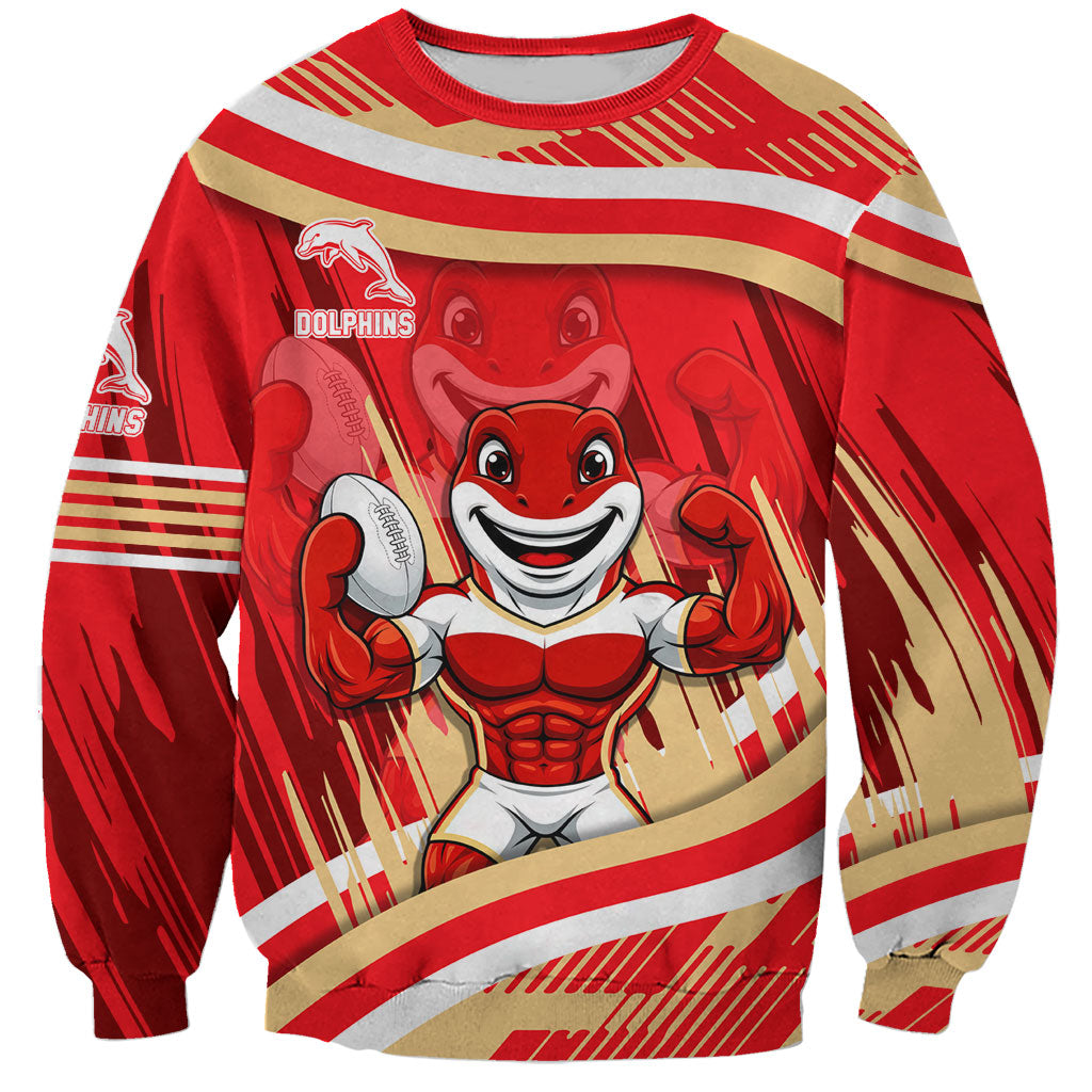 Dolphins Rugby Mascot Sweatshirt Fierce Athlete Graphic in Sports Style