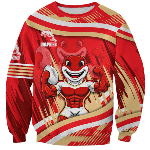 Dolphins Rugby Mascot Sweatshirt Fierce Athlete Graphic in Sports Style