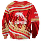 Dolphins Rugby Mascot Sweatshirt Fierce Athlete Graphic in Sports Style
