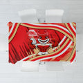 Dolphins Rugby Mascot Tablecloth Fierce Athlete Graphic in Sports Style