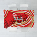 Dolphins Rugby Mascot Tablecloth Fierce Athlete Graphic in Sports Style