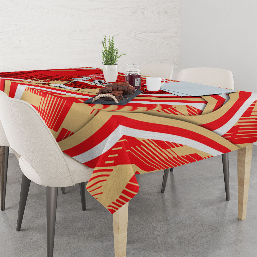 Dolphins Rugby Mascot Tablecloth Fierce Athlete Graphic in Sports Style