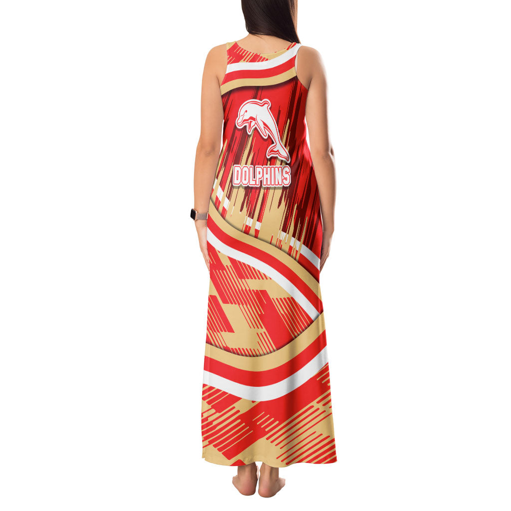 Dolphins Rugby Mascot Tank Maxi Dress Fierce Athlete Graphic in Sports Style
