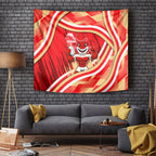 Dolphins Rugby Mascot Tapestry Fierce Athlete Graphic in Sports Style