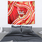 Dolphins Rugby Mascot Tapestry Fierce Athlete Graphic in Sports Style