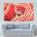 Dolphins Rugby Mascot Tapestry Fierce Athlete Graphic in Sports Style