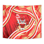 Dolphins Rugby Mascot Tapestry Fierce Athlete Graphic in Sports Style