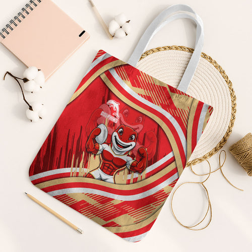 Dolphins Rugby Mascot Tote Bag Fierce Athlete Graphic in Sports Style