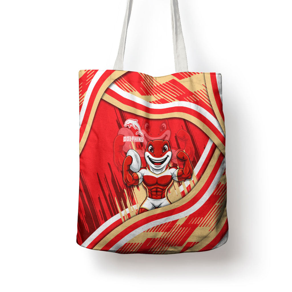Dolphins Rugby Mascot Tote Bag Fierce Athlete Graphic in Sports Style