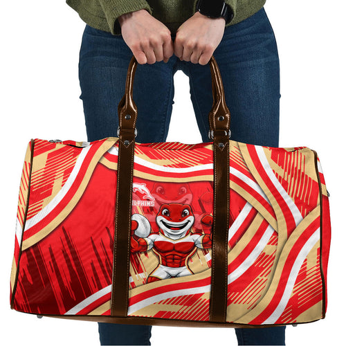 Dolphins Rugby Mascot Travel Bag Fierce Athlete Graphic in Sports Style