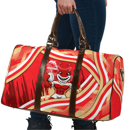 Dolphins Rugby Mascot Travel Bag Fierce Athlete Graphic in Sports Style