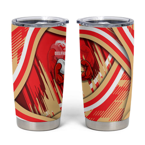 Dolphins Rugby Mascot Tumbler Cup Fierce Athlete Graphic in Sports Style