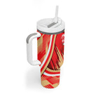 Dolphins Rugby Mascot Tumbler With Handle Fierce Athlete Graphic in Sports Style