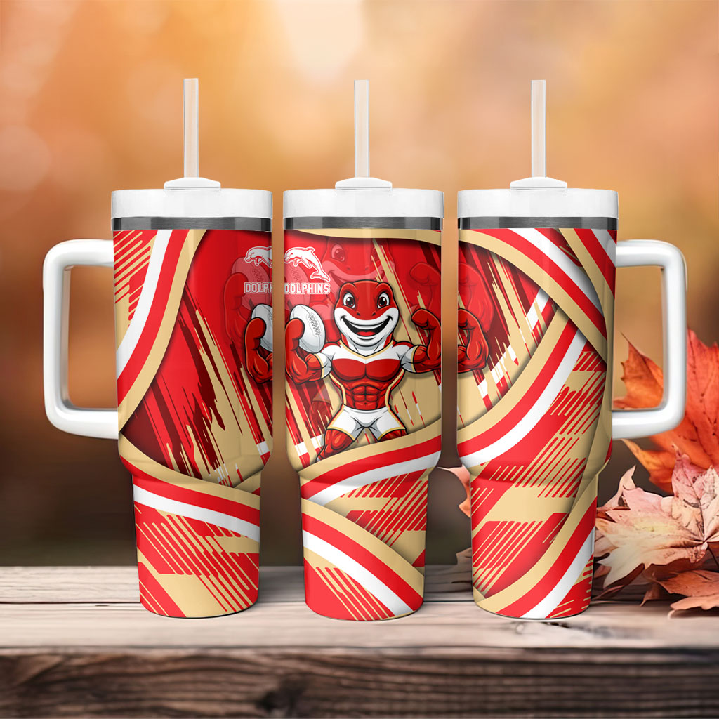 Dolphins Rugby Mascot Tumbler With Handle Fierce Athlete Graphic in Sports Style