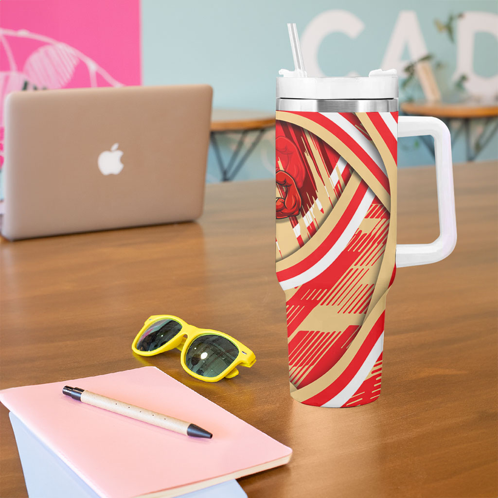 Dolphins Rugby Mascot Tumbler With Handle Fierce Athlete Graphic in Sports Style