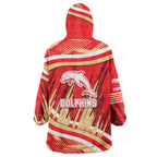 Dolphins Rugby Mascot Wearable Blanket Hoodie Fierce Athlete Graphic in Sports Style