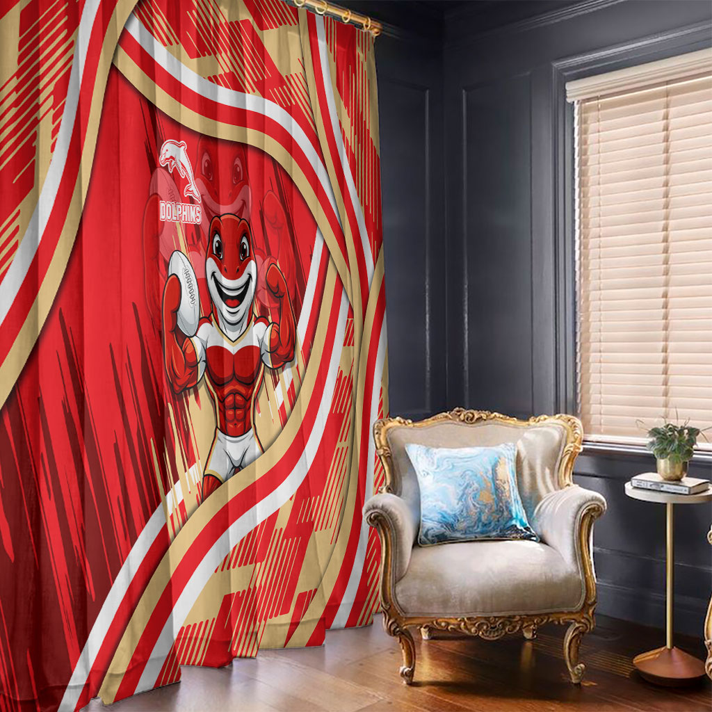 Dolphins Rugby Mascot Window Curtain Fierce Athlete Graphic in Sports Style