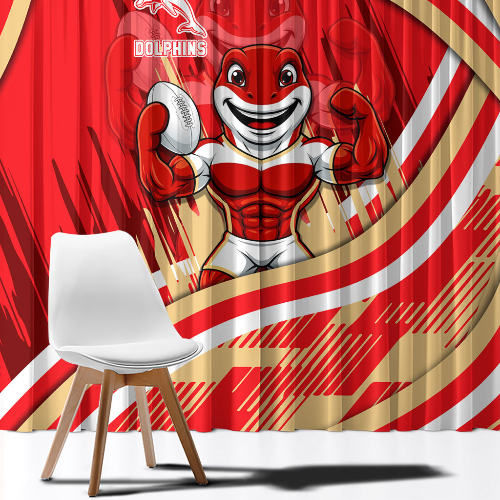 Dolphins Rugby Mascot Window Curtain Fierce Athlete Graphic in Sports Style