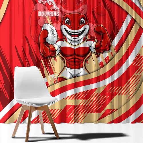 Dolphins Rugby Mascot Window Curtain Fierce Athlete Graphic in Sports Style