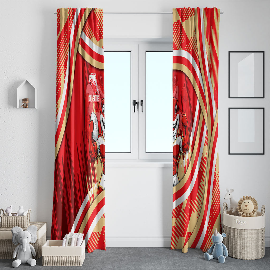 Dolphins Rugby Mascot Window Curtain Fierce Athlete Graphic in Sports Style