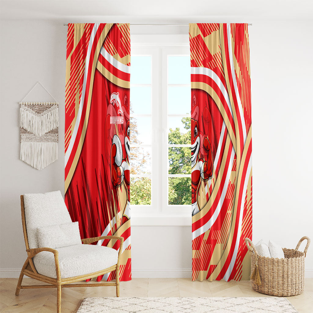 Dolphins Rugby Mascot Window Curtain Fierce Athlete Graphic in Sports Style