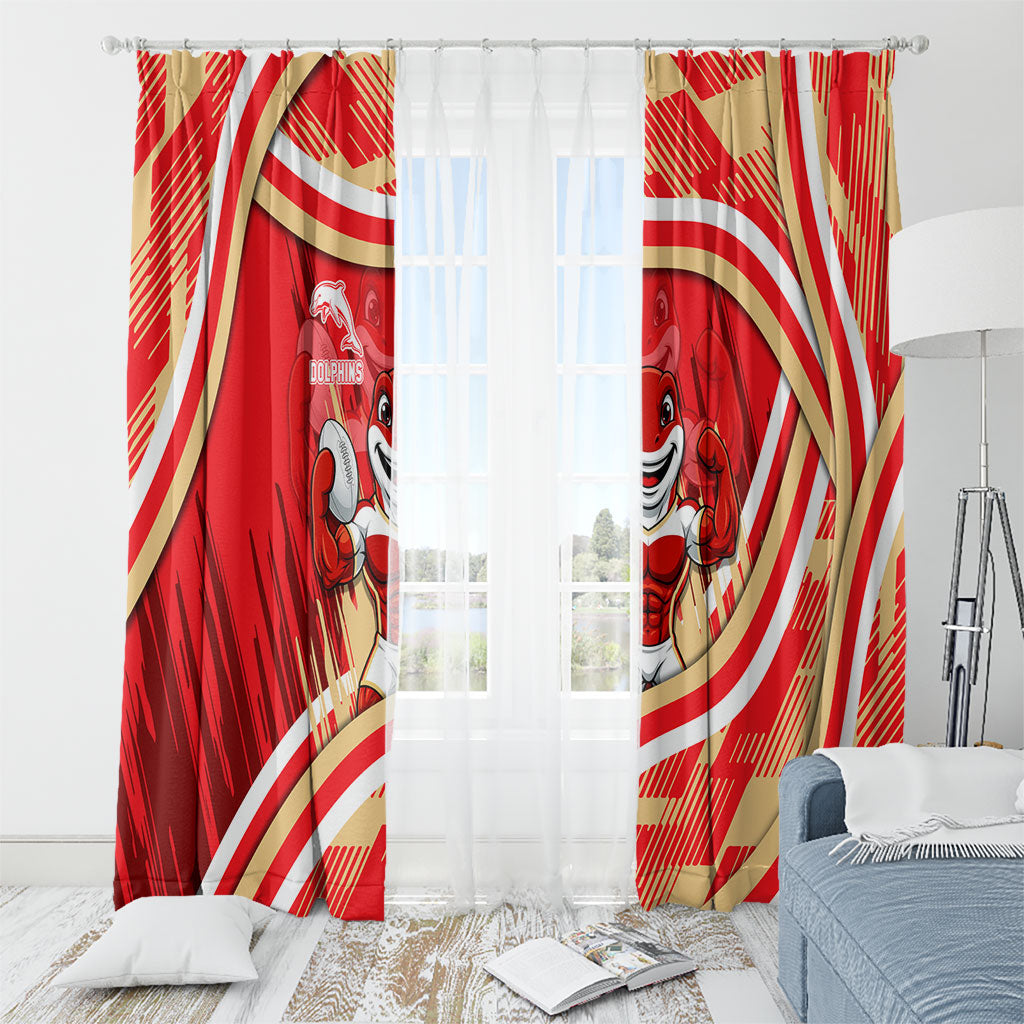 Dolphins Rugby Mascot Window Curtain Fierce Athlete Graphic in Sports Style
