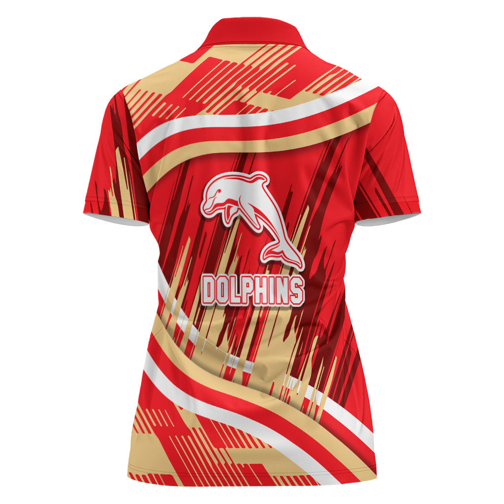 Dolphins Rugby Mascot Women Polo Shirt Fierce Athlete Graphic in Sports Style