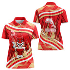 Dolphins Rugby Mascot Women Polo Shirt Fierce Athlete Graphic in Sports Style