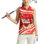 Dolphins Rugby Mascot Women Sleeveless Polo Shirt Fierce Athlete Graphic in Sports Style