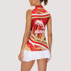 Dolphins Rugby Mascot Women Sleeveless Polo Shirt Fierce Athlete Graphic in Sports Style