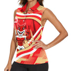 Dolphins Rugby Mascot Women Sleeveless Polo Shirt Fierce Athlete Graphic in Sports Style