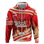 Dolphins Rugby Mascot Zip Hoodie Fierce Athlete Graphic in Sports Style