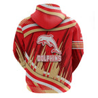 Dolphins Rugby Mascot Zip Hoodie Fierce Athlete Graphic in Sports Style