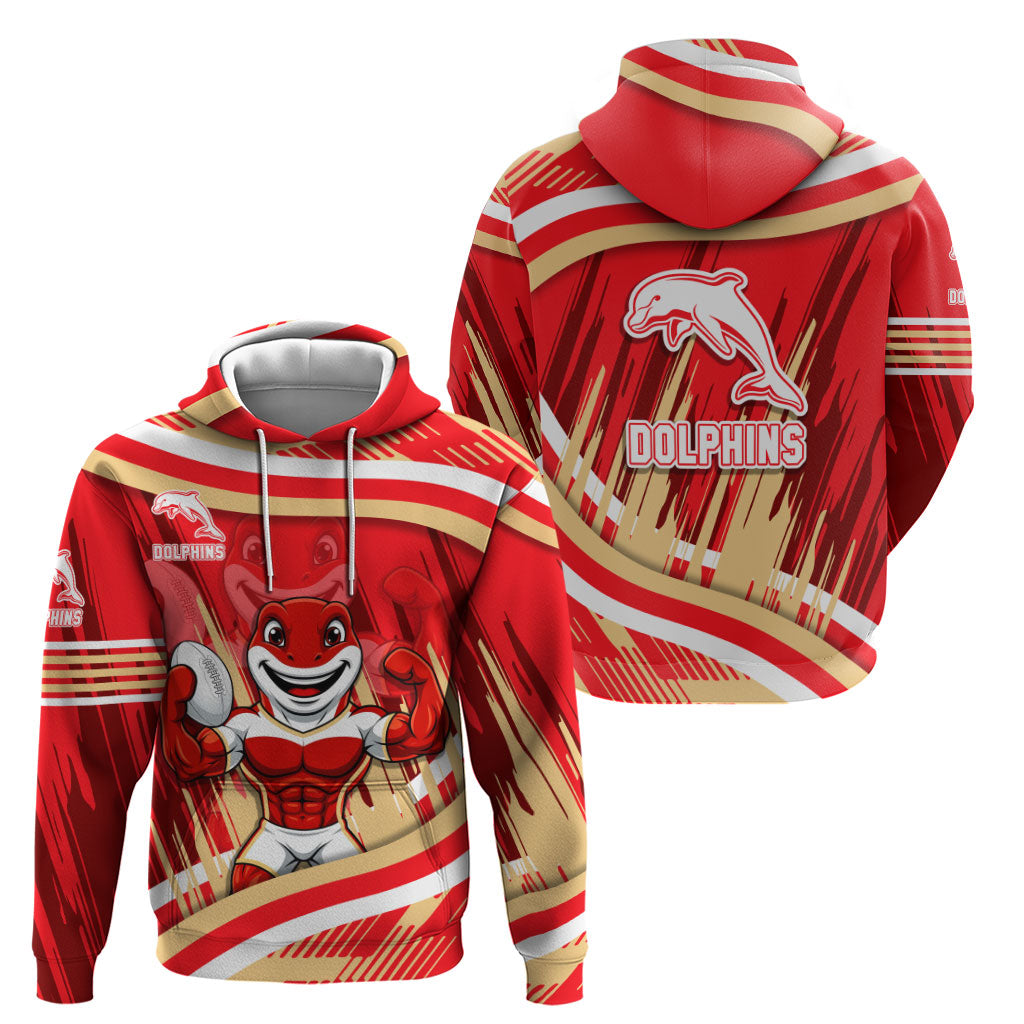 Dolphins Rugby Mascot Zip Hoodie Fierce Athlete Graphic in Sports Style