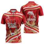 Dolphins Rugby Mascot Zipper Polo Shirt Fierce Athlete Graphic in Sports Style