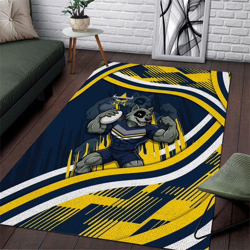 Cowboys Rugby Mascot Area Rug Fierce Athlete Graphic in Sports Style