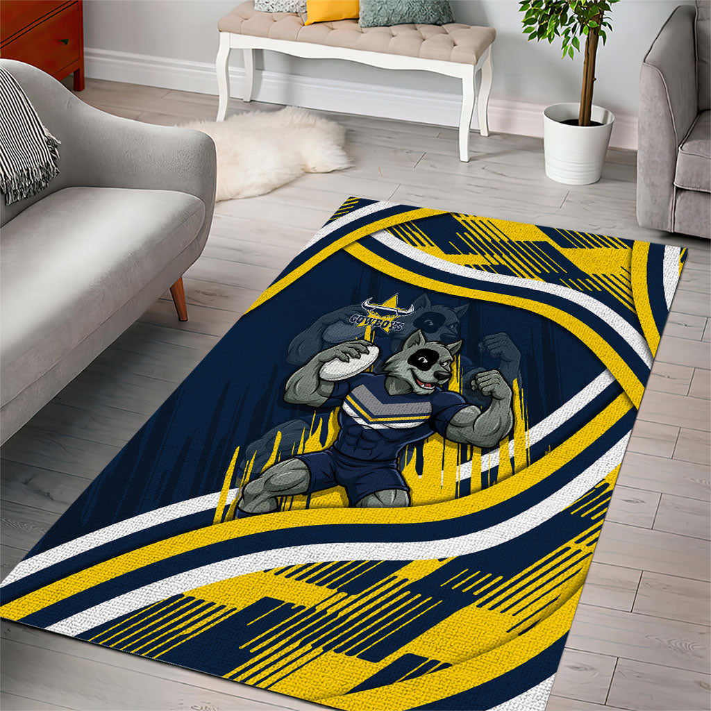 Cowboys Rugby Mascot Area Rug Fierce Athlete Graphic in Sports Style