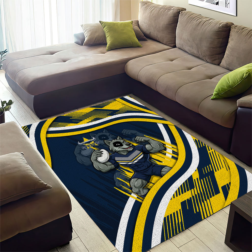 Cowboys Rugby Mascot Area Rug Fierce Athlete Graphic in Sports Style