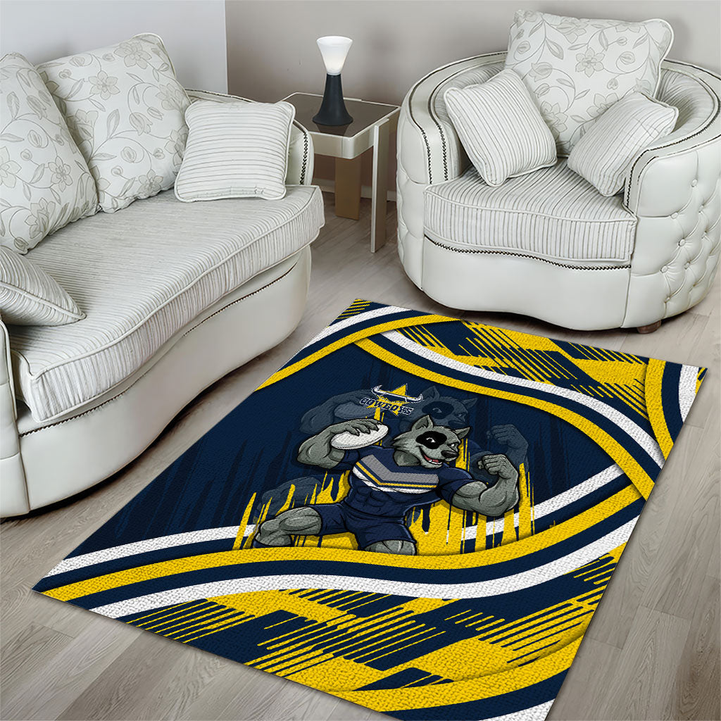 Cowboys Rugby Mascot Area Rug Fierce Athlete Graphic in Sports Style