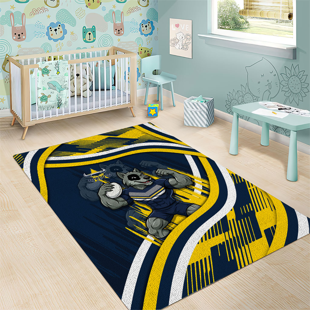 Cowboys Rugby Mascot Area Rug Fierce Athlete Graphic in Sports Style